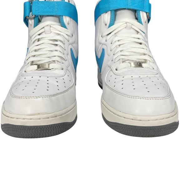 NIKE AIR FORCE ONE Men's CUSTOM SHOES Nike ID 444754-992 White Blue Size 12 - Picture 3 of 9